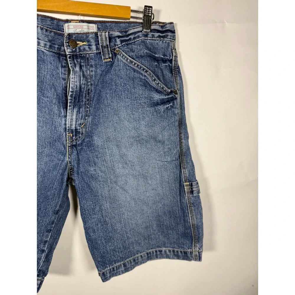 Levi Strauss Signature Mens Carpenter Denim Shorts Medium Wash Blue W32 Cotton - Picture 6 of 10